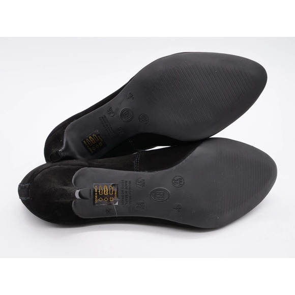 Chelsea Crew Black Label Pumps Womens 7 Black Faux Suede Almond Toe Cone Heels - Picture 11 of 11